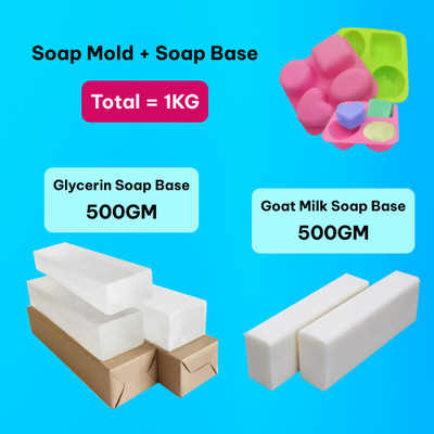 fresheasily DIY Soap Gift Kit 500g Glycerin Base, 500g Goat Milk Base & 1kg Mold(1000 g)