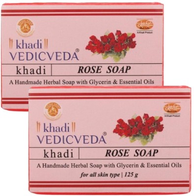 Vedicveda Rose Glycerin Natural Soap | Herbal Bathing Soap for Glowing Skin(2 x 62.5 g)