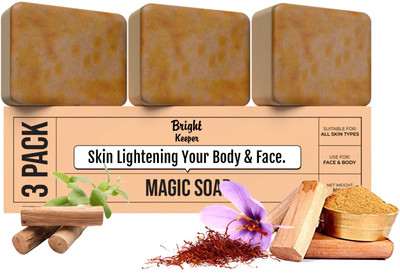 Jiore Sandal Wood And Saffron Magic Soap for Tan Removal, Skin brightening Soap(3 x 100 g)