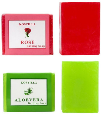 kostilla Bathing Soap Combo – Aloe Vera + Rose(2 x 100 g)
