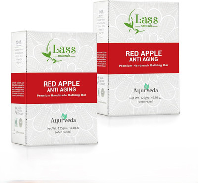 Lass Natural Red Apple Anti Aging Soap Premium Handmade Bathing Bar(2 x 125 g)