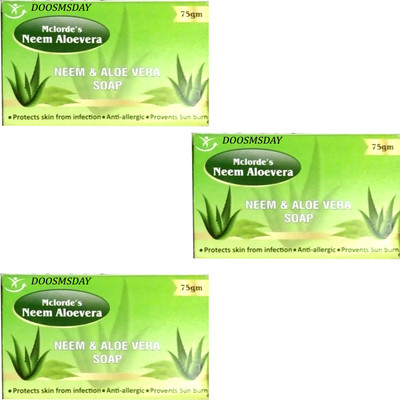 DOOMSDAY MCLORDE'S NEEM & ALOEVERA SOAP FOR SKIN CLEANSING PACK OF - 3(3 x 75 g)