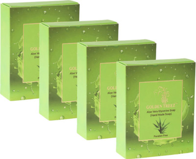 Golden Treez AloeVera Handmade Soap For Anti Wrinkle Natural Soap Pack of 4(4 x 115 g)