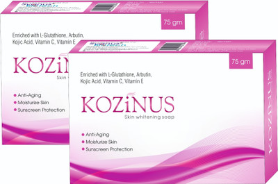 Kozinus Skin Whitening Soap | Enriched With Kojic Acid, L-Glutathione, 75gm | Pack of 2(2 x 37.5 g)