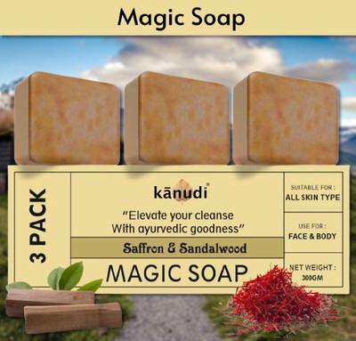 KaNuDi Magic Soap with Sandalwood for Refreshing & Glowing Skin Pack of 3(3 x 100 g)