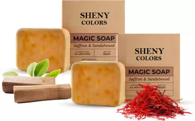SHENY COLORS Handmade Sandal Wood And Saffron Soap For Glowing Skin(2 x 150 g)