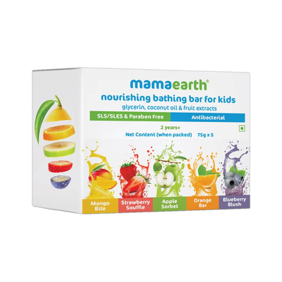 Mamaearth Nourishing Bathing Bar(Pack of 5: Mango Bite, Strawberry Souffle, Apple Sorbet, Blueberry Blush & Orange Bar)(5 x 75 g)