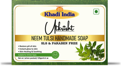 Utkrisht Khadi Neem Tulsi Handmade Bath Soap -Refreshing Herbal Cleanser | Anti Bacterial(125 g)