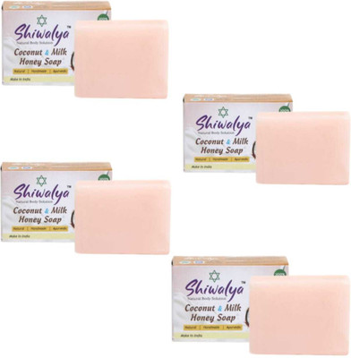 shiwalya HERBAL COCONUT BATHING SOAP Soft & Radiant Skin | Suitable for All Skin Types(4 x 125 g)