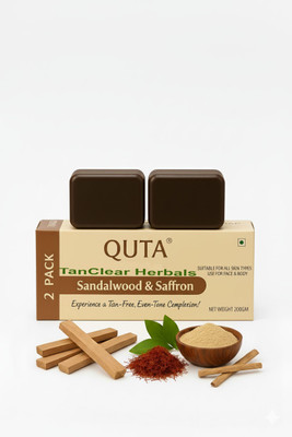 QUTA 2 Magic Soap Saffron And Sandal-Wood for DeTan and Glowing Brightening Skin(2 x 100 g)