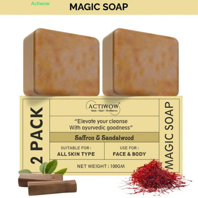 ACTIWOW Magic Soap Healthy Glow Bar with Vitamin E and Aloe 2Pcs(2 x 100 g)