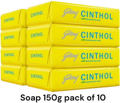 CINTHOL Lime Bath Soap - 150g (Pack of10) | | Grade 1 Soap | For All Skin Types(10 x 150 g)