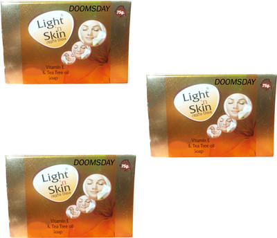 DOOMSDAY LIGHT N SKIN SOAP FOR GLOWING SKIN WITH TEA TREE OIL&VITAMIN E PACK OF 3(3 x 75 g)