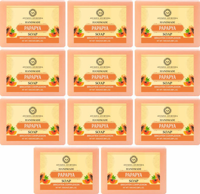 Ayusoul Ayurveda Natural Papaya Bath Soap for Soothing & Natural Skin(11 x 100 g)