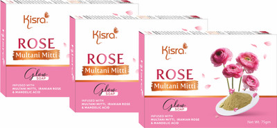KISRA Rose Multani Mitti Oil Control, Acne Care & Natural Glow Boosting Soap(3 x 75 g)