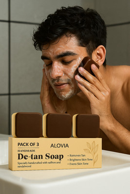 ALOVIA Sandalwood De-Tan Bath Bar – Summer Tan Removal Essential(3 x 100 g)
