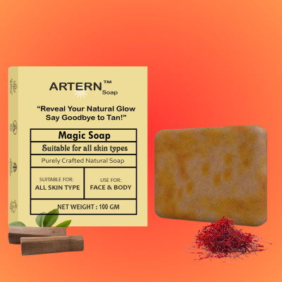 Artern Soaps Magic Soap Sandal Wood And Saffron for DeTan and Glowing Brightening Skin(100 g)