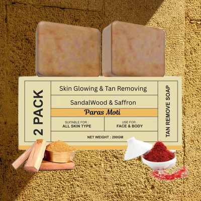 PARAS MOTI Brightening Sandalwood & Saffron Magic Glow Soap Paraben-Free Bar (Pack of 2)(2 x 100 g)