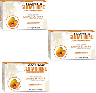 DOOMSDAY GLUTATHIONE PAPAYA SOAP ENRICHED WITH PAPAYA ,VITAMIN E &ALOEVERA PACK OF 3(3 x 100 g)
