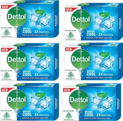 Dettol Intense Cool Bar Soap For All Day Cooling & Refresh Body Pack of - 150gm x 6(6 x 150 g)