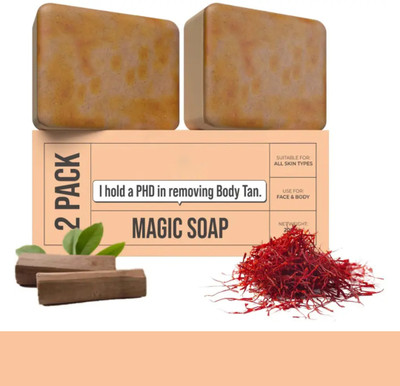 VIVAGLO Magic Soaps Sandal Wood And Saffron for DeTans and Glowing Brightening Skin(2 x 100 g)