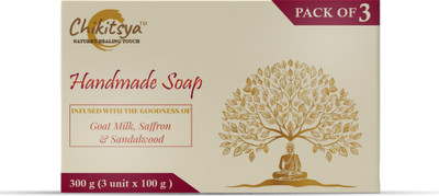 Chikitsya Goat Milk, Saffron & Sandalwood Soap | Tan Removal Soap | For men & Women(3 x 100 g)