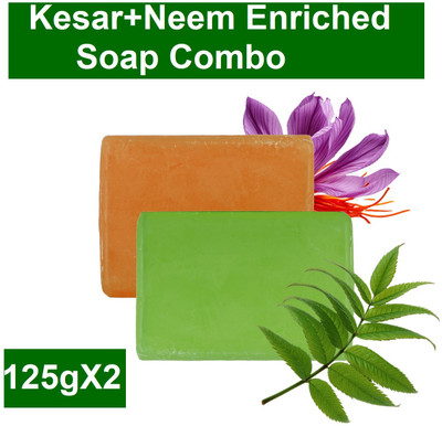 EVERERIN HANDMADE SAFFRON & NEEM ENRICHED NATURAL SOAP(2 x 125 g)