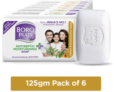BOROPLUS Antiseptic + Moisturising Soap - Neem, Eucalyptus & Honey(6 x 125 g)