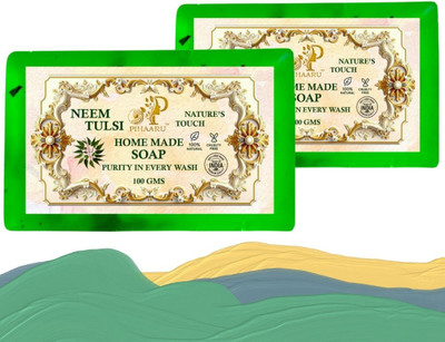 Pihaaru Pack of 2 ,Neem Tulsi Essence Soap – Skin Purifying & Nourishing Bar (200g)(2 x 100 g)