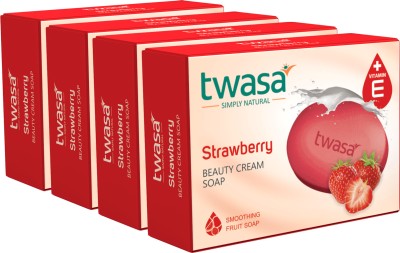 Twasa Strawberry Moisturizing Bathing Soap For Men & Women| Glowing Skin(4 x 75 g)