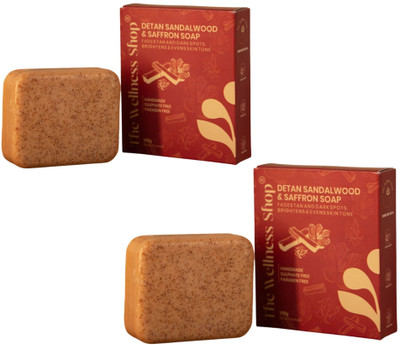 The Wellness Shop Magic Soap Bar Sandal Wood and Saffron Detan Soap for Glowing Brightening Skin(2 x 100 g)