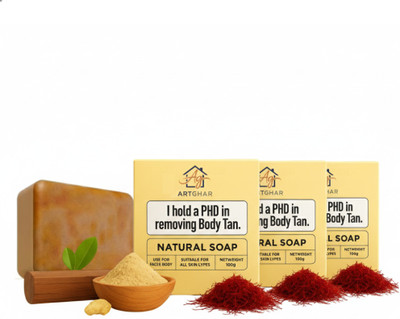 ARTGHAR Magic Soap SandalWood And Saffron for De-Tan and Glowing Brightening Skin(300g17(3 x 100 g)