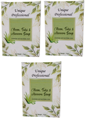 UNIQUE PROFESSIONAL NEEM TULSI & ALOEVERA SOAP AYURVEDIC ANTI BECTRIAL SOAP 75 GR PACK OF 3(3 x 75 g)