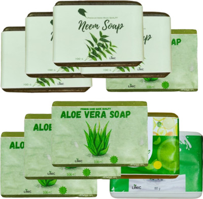 linic HERBAL NEEM SOAP(4), ALOE VERA(4), LEMON(1), GOAT MILK(1)(10 x 100 g)