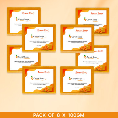 renew roots Organic Carrot Soap Pack of 8(8 x 100 g)