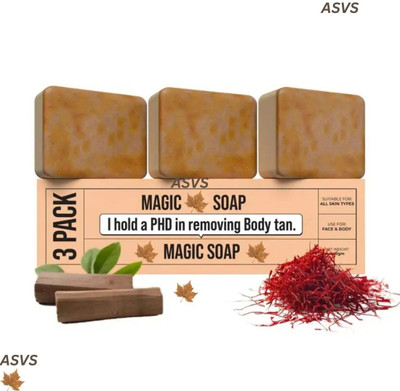 ASVS Soap Saffron Sandal Soap for Radiant Skin Paraben Free and Natural(3 x 100 g)