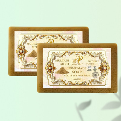 Pihaaru Pack of 2 Multani Mitti Soap – Refreshing Herbal Touch (200g)](2 x 100 g)