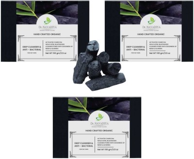 Dr. NAvadiya Charcoal Handmade Soap for Oily Skin, Combination Skin, Normal Skin - 3 Soap(3 x 100 g)