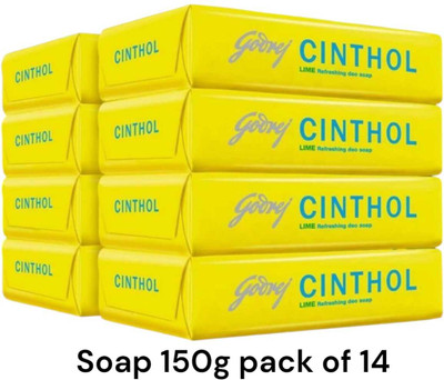 CINTHOL Lime Bath Soap - 150g (Pack of14) | | Grade 1 Soap | For All Skin Types(14 x 150 g)