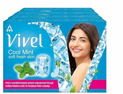 Vivel Cool Mint Soap Bathing Bar, for Soft, Glowing & Moisturized Skin(4 x 100 g)