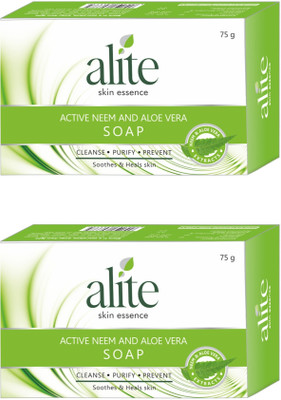alite Ayurvedic Bath Soap with Neem & Aloe Vera Herbal & Natural(2 x 75 g)