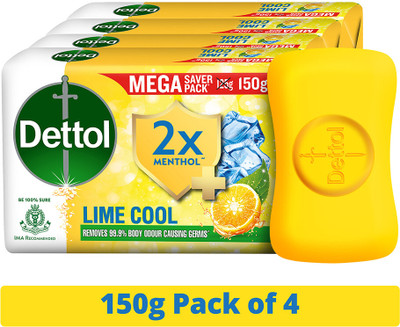 Dettol Lime Fresh Bathing Soap Bar with 12hr Freshness(4 x 150 g)