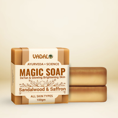Vadalo Magic Soap Ingredients with Sandalwood & Saffron - De-Tan Removal, Glowing Skin(100 g)