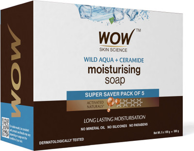 WOW SKIN SCIENCE Wild Aqua & Ceramide Soap | Purifies & Softens Skin | Cools & Tones(5 x 100 g)