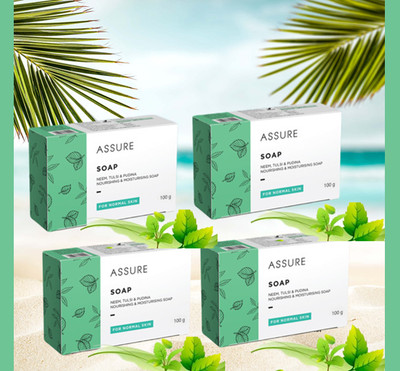 ASSURE Moisturising Soap With Neem ,Tulsi & Pudina Pack -4(4 x 100 g)