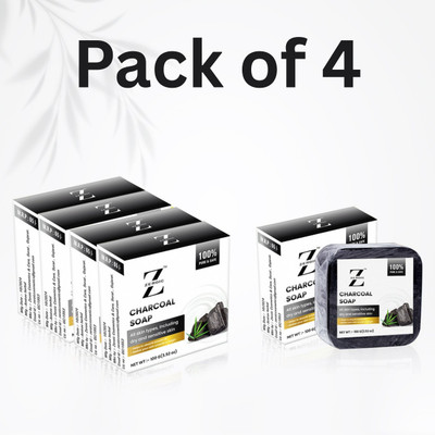 ZEROIC Charcoal Natural Handmade soap for face anti-acne Reduces Dark Circles Blemishes(4 x 100 g)