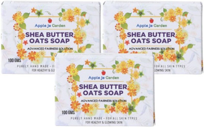 APPLE JE GARDEN Shea Butter Oats Soap 100g Pack of 3 | Fairness soap | All Skin(3 x 100 g)