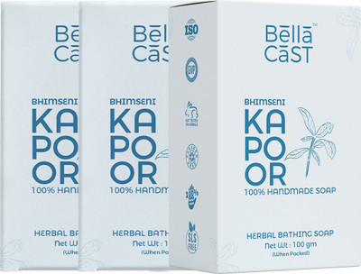 BellaCast Bhimseni Kapoor Handmade Soap For Natural Glowing Brightening Skin- Pack of 3(3 x 100 g)