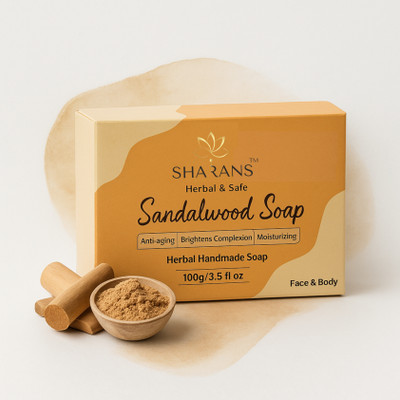 Sharans Herbal Sandalwood Bathing Soap Enriched with Vitamins E(3 x 100 g)