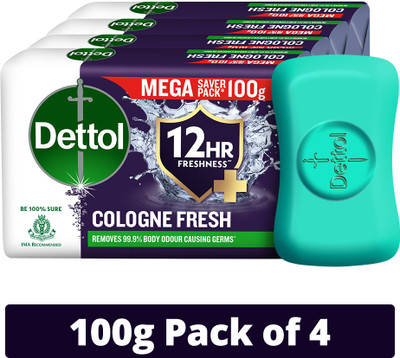 Dettol Cologne Fresh Bathing Soap Bar with 12hr Freshness(4 x 100 g)
